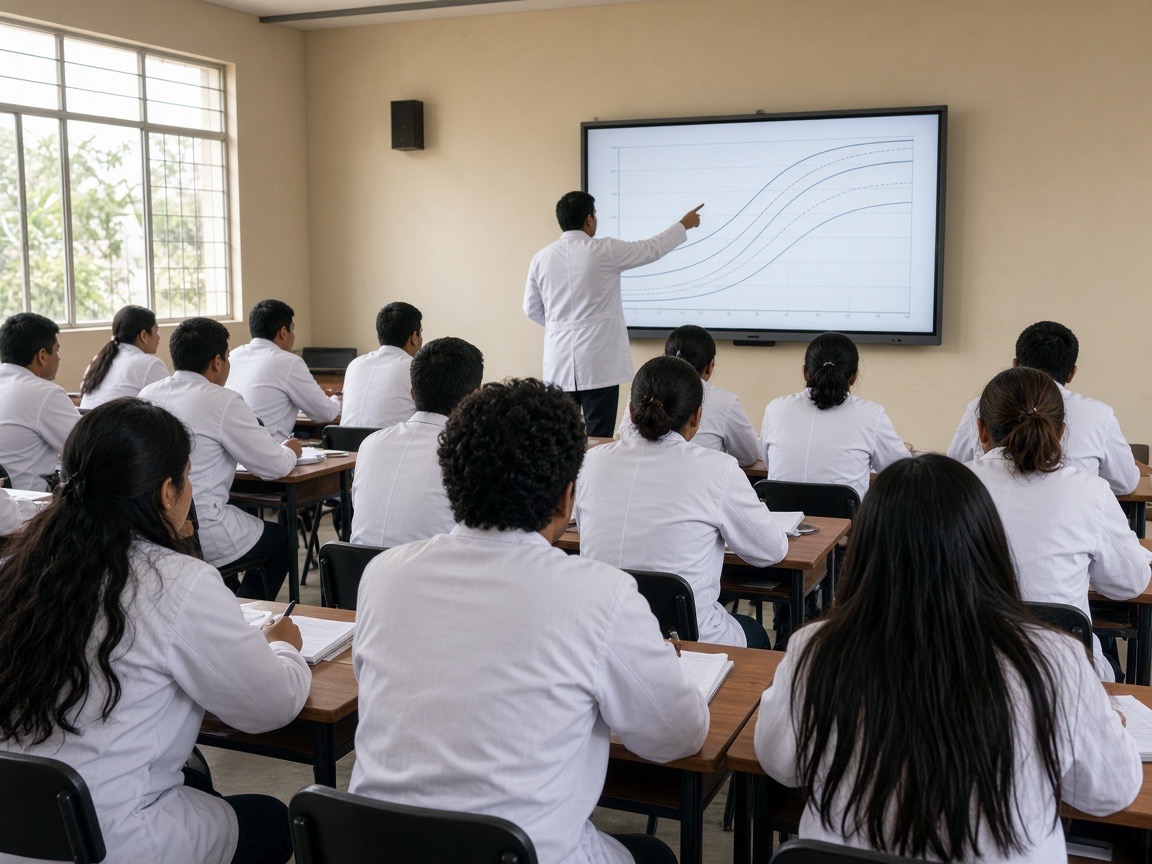 Aula de pediatria com estudantes de medicina